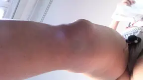 Sexy wife doing housework naked. Brunette, hairy pussy, big ass, big tits. Sexy mom massages herself with a vibrator.