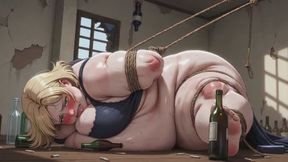 9 Months Pregnant Obese Slave Tied Up - Craving Multiple Cocks in Her Big Pussy
