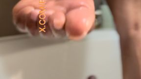 Giantess has a Tiny Watcher in the shower ass fetish foot fetish sole fetish bubbles Ebony big butts Voyuer unaware giantess tiny man pov shrunken man pov