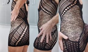 CD Displays and Teases in Black Lingerie