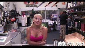 Lovely whore has sex in shop