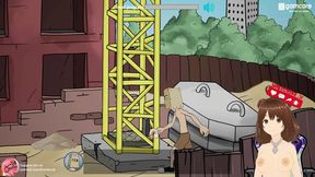 Fuckerman Breaking Ball #1 - Anal fucking the busty crane girl - Jazziuu - Gameplay