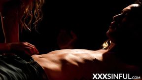 ”Passionate shaft sucking turns into pounding with creampie”