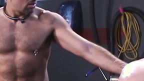 ”Brock tries to follow Steve's swelteringly sexy ass as he stands up on the workbe”