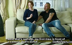 Cute innocent virgin talked into having sex