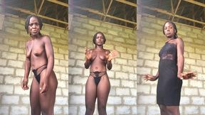 crazybitch enjoyed showing her nakedness in gstring panties to strangers and later dress up