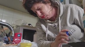 Coughing with My Mouth Closed While Wearing Red Lipstick – Puffy Cheeks, Intense Breath Control, Red Lips Fetish, Natural Face Reactions Video