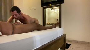 slim twink sucks & rides hairy chubby black bear’s fat cock raw