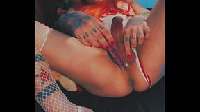 Trans nurse plays with his dick and hole