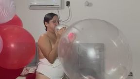 Blow and pop big balloon