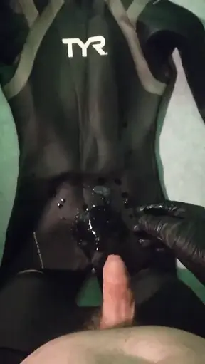 Cum on my Tyr wetsuit