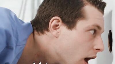 TWINKPOP - Twink Nurse Benjamin Blue Sucks Clark Delgaty's Big Cock Through A Gloryhole