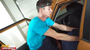 Dumb Russian Redhead Gets Her Ass Fucked by Mechanic