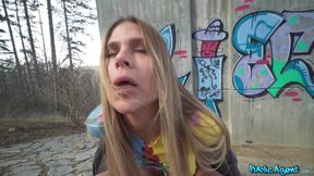 Blonde's Public Hitchhiking Passionate Play