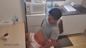 Japanese Man Fucking White Twink Bareback with Footjob