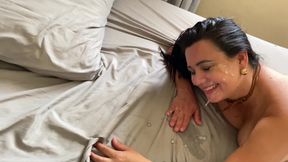 Stepmom arouses stepson with oral&#x1F61C; before fucking his anus and cumshot on face