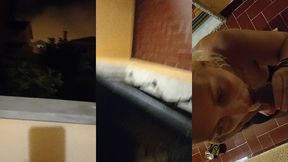 je suce sur un balcon pendant que le voisin mate un film de culexcitant et trop...