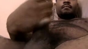 Sexy ebony stud KG jerks off his massive dick on his solo show