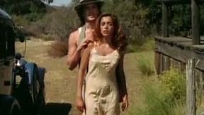 Gorgeous and young white girls on the farm get into wild lesbian action