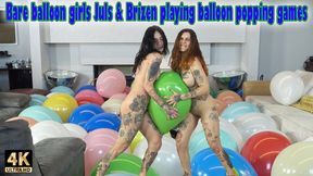 Bare balloon girls Brizen & Juls balloon popping games