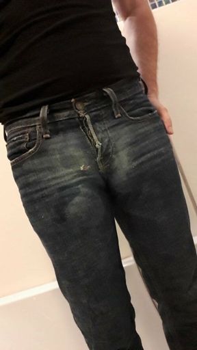 piss in tight faded jeans