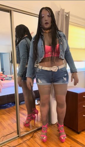 Black Babe Danae in Sexy Hot Pants & Skimpy Top - Part 1