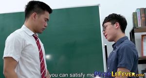 Asian jock Don fucks teacher Yowei raw in steamy classroom scene