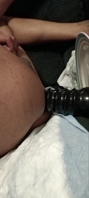 Her huge new toy and pretty white heels
