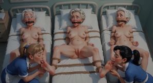 Nursing Home Fetish - Bound Grannies Moaning From Foot Licking