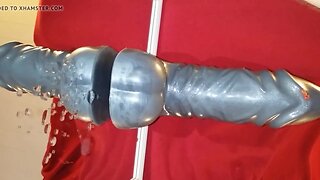 Prostate milking with HUGE dildo in Chastity till orgasm