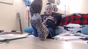 Socks wrinkled soles long toenails