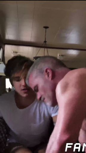 Mature daddy barebacked hard by hung stepsons   Clip 1