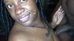 Gagging on daddy's big dick with facial