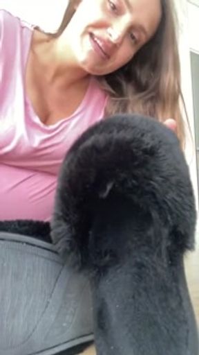 Black socks to smell and home shoes to smell too for you.