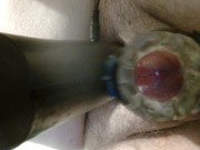 The Handy sex machine session playing cock hero - Open ended fleshlight sleeve cumshot