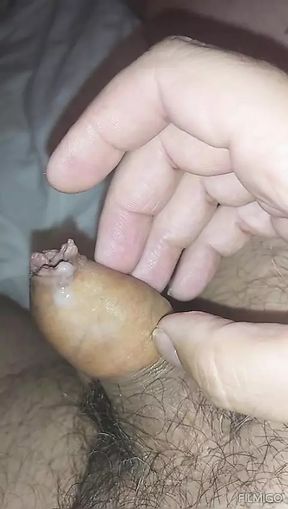 My soft little cuckold cock cums three drops