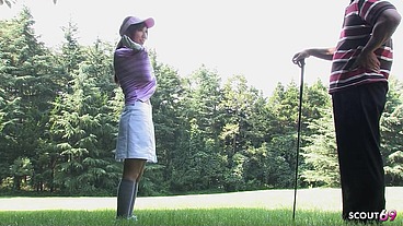 Petite Japanese Teen seduce to First Time Creampie Sex by older Guy at Golf Lesson in uncensored JAV