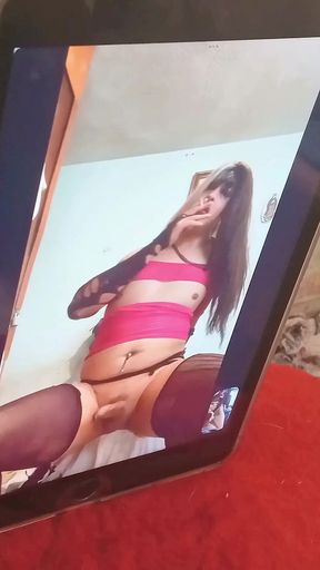 Web cam session with small-dicked transsexual smoking while showing
