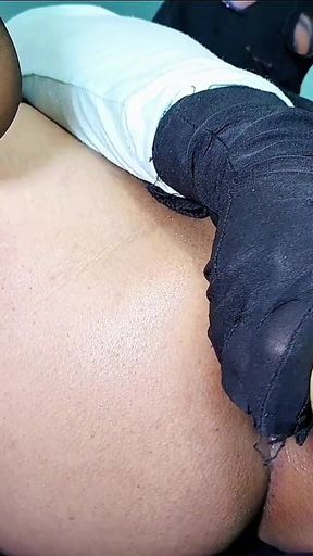 Anal Stretching Using a Large Dildo, Sexy Outfit