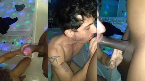 meu amigo me levou pro baile e depois fomos pra casa dele chapados e eu acabei mamando ele na broderagem