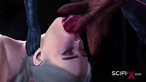 Futuristic cave encounter: intergalactic passion between human and alien