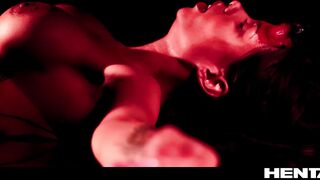 Demon Girl Bondage Cumflation - Canela Skin as The Devil gets Creampied & Tentacle Quad Penetration