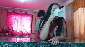 Latina Housewife Stepmom Fucked Hard in the Kitchen - Standing Fuck Casero
