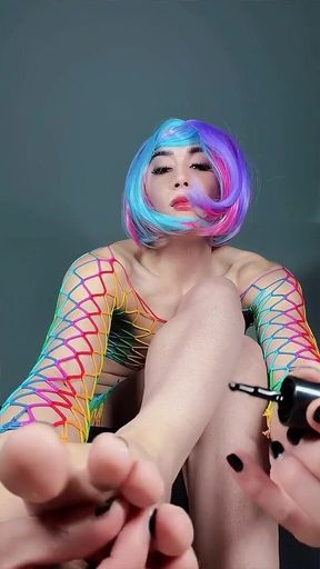 Triple Huge Cumshot on My Cute Feet