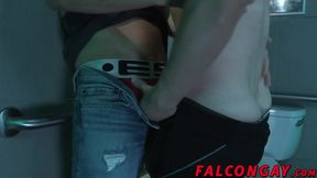 Bathroom sex and blowjobs with gorgeous big dicked hunks