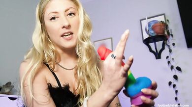 Blonde goddess sissy inch by inch anal training dildo chokes gushing