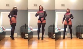 BBW trans crossdresser chokes on her own heels while feminized MILF milf gets destroyed