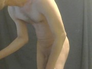 Cutie Transgirl Making Nude Poses for Self-Modeling; No Audio