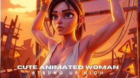 Animated babe so cute it hurts gets strung up on bondage frame in BDSM so we can watch her body as she struggles copy