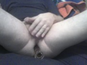 POV GUY PAYING WITH A GLASS DILDO